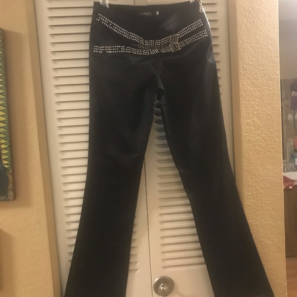 Straight leg black pants for women
